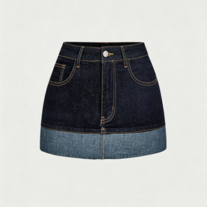 Wholesale <b>womens</b> <b>blue</b> <b>jean</b> mini skirt custom supplier for boutiques US summer collections OEM bulk US - Product Image 1