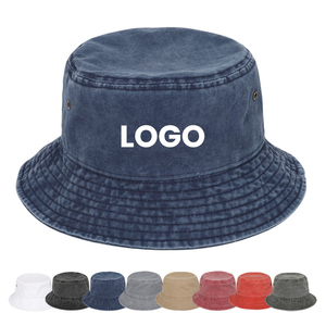 Chapeau Bob en Toile de Coton Lavée avec Logo Personnalisé, Unisexe, Couleur Unie, Décontracté, Printemps-Été, Adulte, 58-60CM - Product Image 1