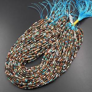 Cuentas redondas facetadas de crisocola verde marrón natural, hilo de piedras preciosas microlaserizadas para la fabricación de joyería al por mayor - Product Image 6