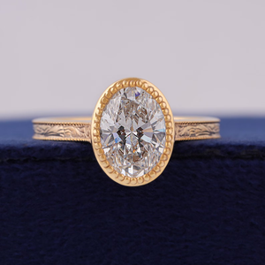 Anillo de Compromiso con Diamante Cultivado en Laboratorio de Corte Ovalado, Oro Amarillo de 14K, Color E/F, Claridad VS-VVS, Estilo de Lujo, Certificado IGI, para Mujer - Product Image 2