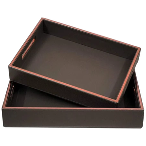 Ensemble de plateaux de service en marbre avec poignées |   Organisateur décoratif rectangulaire pour table basse, ottoman, salle à manger, hôtel, restaurant, maison - Product Image 2