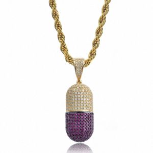 Collier pendentif Briva Jewels en argent 925 plaqué or, motif pilule glacée détachable, forme capsule en moissanite, style hip-hop, cadeau pour homme - Product Image 3