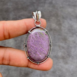 Pendentif Purpurite Fait Main en Argent Sterling 925, Bijou en Pierre Précieuse, Collier Unique en Cristal de Guérison, Cadeau Élégant pour Femme - Product Image 5