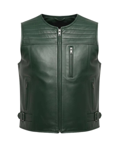 Smooth Finish Comfortable Fit Casual Apparel OEM Premium Men <b>Leather</b> <b>Vest</b> PU <b>Leather</b> Outerwear Sleeveless Construction - Product Image 3