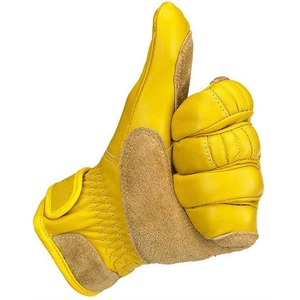 Tactical Leather Gloves Yellow Full Finger Outdoor Protection Men's Work Gloves - Product Image 4