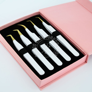 Isolation Lash Tweezers 45 90 Degree Fiber Tip Eyelash Extension Tweezers Plasma Coated White Color Diy Lashes Extension <b>Tool</b> - Product Image 1