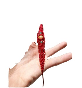 Handwoven Hippie/boho Style Friendship <b>Bracelet</b> in <b>Red</b> Handmade Gemstone Pendant Labradorite Choker, Moonstone Pearl Necklace - Product Image 1