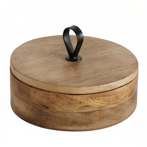 Boîte de rangement artisanale en bois pour chapatis avec ensemble de récipients à épices, organisateur de cuisine et objet décoratif pratique pour la maison - Product Image 2