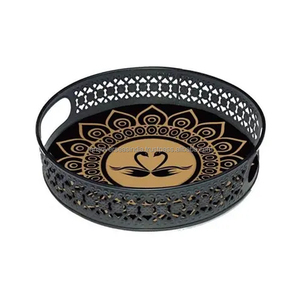 High Selling Printed Metal Serving Tray With Cutout Handles Elegant & Durable Perfect for Dining Kitchen Coffee And Tea Serving - Product Image 3
