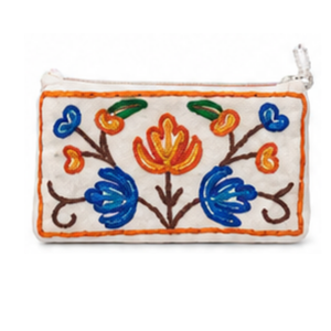 Kashimi Handcrafted Cotton Flat Pouch Assorted Set Bridal Gift Durable Lightweight Floral Design Aari Embroidery Sustainable - Product Image 1