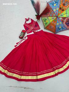 Lehenga para niña de algodón puro de alta calidad con borde sólido y de cinta Lampi, y Choli listo para usar con trabajo de cinta de espejo. Proveedor mundial. - Product Image 6