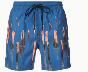 <b>Mens</b> Blue Printed Board Shorts Quick Dry Drawstring Casual Swim <b>Trunks</b> with Sublimation Design - Product Image 1
