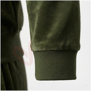 Conjunto Deportivo para Hombre en Verde Oliva, Manga Larga, Cuello Alto, Cierre Frontal con Cremallera, Color Sólido, Transpirable, Corte Regular, para Otoño - Product Image 6