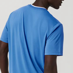 T-shirt pour homme bleu ciel avec logo personnalisé, t-shirt de sport décontracté respirant léger de qualité supérieure, col rond, manches courtes, mode estivale - Product Image 2
