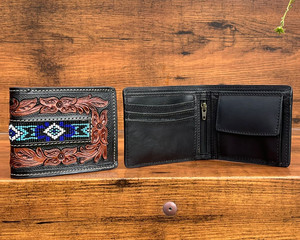 Venta al por mayor de alta calidad nuevo estilo de moda mano de cuero con cuentas plegables carteras para hombres de cuero de vaca RFID bloqueo de la tarjeta billetera - Product Image 5