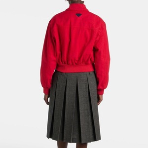 Chaqueta vaquera marrón almendra para mujer, 100% algodón, cuello vuelto, estilo oversize, tejida, de fábrica - Product Image 4