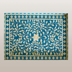 Bandeja Decorativa de Primera Clase con Incrustaciones de Hueso Estilo Art Deco para Mesa de Centro, Calidad Superior, India - Product Image 3
