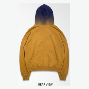 Wholesale Washed Distressed Men's Hoodie Splatter <b>Spray</b> Dyed <b>Bleached</b> Washed Fleece Lined Custom Logo Cropped Hoodie - Product Image 2