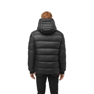 Veste matelassée à capuche noire pour homme, coupe-vent, manteau d'hiver, rembourrage en polyester, fermeture éclair, style décontracté, coupe régulière - Product Image 6