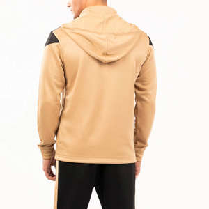 Sudadera con capucha y cremallera para hombre, color camel y negro, estilo casual deportivo, moderna, para invierno. - Product Image 3