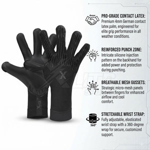 Gants de gardien de but en cuir antidérapants et respirants à doigts entiers avec fermeture auto-agrippante et sangle de poignet pour l'entraînement - Product Image 5