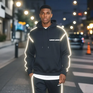 Men's Custom Two-Piece Sports Sets <b>Reflective</b> Zip Hoodie Sweatsuit Nylon Shorts Plus Size Windbreaker Jacket Shorts Tracksuit - Product Image 4