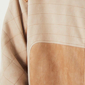 <b>Men's</b> High Quality <b>Suede</b> Bomber <b>Jacket</b> Color Blocking Stand Collar Zipper Closure Casual Autumn Wear Eco-Friendly - Product Image 6