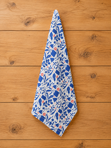 Blue & White Floral Printed Kitchen Tea <b>Towel</b>, Botanical <b>Pattern</b> Dish <b>Towel</b> | Cotton linen Kitchen <b>Hand</b> <b>Towel</b>. - Product Image 2