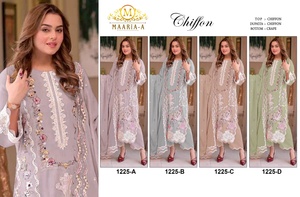 Costume pakistanais de luxe et de soirée en chiffon avec broderie et travail de perlage pour femmes. Achetez directement auprès du fournisseur. - Product Image 5