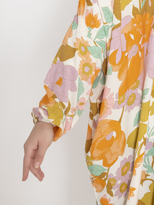 Vibrant Orange Floral Printed <b>Rayon</b> Prayer Khimar and Jilbab Set with Comfortable Cotton Lining Modest Islamic Maxi <b>Dress</b> Women - Product Image 5