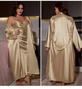 Modal 2-Piece Women's Summer Sleepwear Round Neck Long Sleeve Elastic Waist Breathable Knee Length <b>Pajamas</b> - Product Image 5