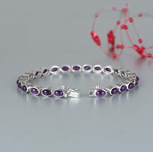Natural Amethyst Stone 925 Sterling Silver Gold Plated Charm <b>Bracelet</b> <b>Healing</b> <b>Crystal</b> Jewelry Elegant Purple Gemstone for Party - Product Image 1