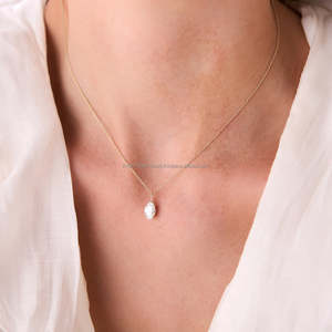 สร้อยคอเพชรทรงรี 2 กะรัต รับรองโดย IGI เพชรเพาะเลี้ยงในห้องปฏิบัติการ ทองคำขาว 14k หรูหรา สายยาว 18 นิ้ว ของขวัญเครื่องประดับสำหรับผู้หญิงสำหรับงานปาร์ตี้ - Product Image 3