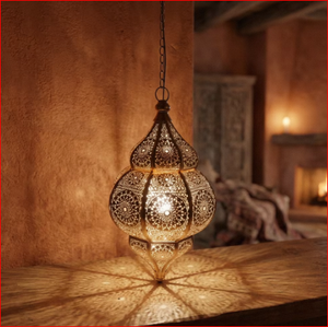 Lanterne suspendue marocaine en fer forgé, porte-bougie en métal, lampe ronde noire polie pour la décoration de la maison, des mariages et du Ramadan - Product Image 6