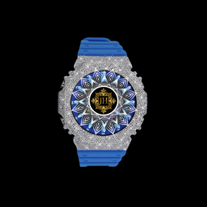 Reloj de pulsera G con bisel de diamantes Moissanite VVS premium y elegante, con correa azul estilo HipHop premium. El precio más bajo y mejor de todos los tiempos. - Product Image 1