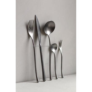 High Selling Cutlery Set Spoon Knife <b>Dessert</b> Spoon Silverware Set Modern Style Design Stainless Steel Black Color Flatware Set - Product Image 3