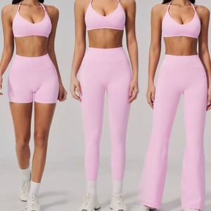 New Arrivals Active Wear Women Flare Yoga <b>Pants</b> Sports Clothing High Waist Leggings Gym Shorts Women's Sports Bra Set - Product Image 1