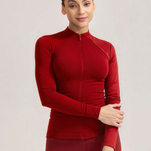 Autumn and Winter <b>Yoga</b> Jacket Long-sleeved Slim <b>Sweatshirt</b> Jacket Velvet Zipper Cardigan Top - Product Image 2