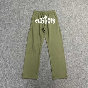 <b>Wholesale</b> Cotton Elastic Waist Embroidery <b>Sweatpants</b> Custom Oversized Pants French Terry Print Solid Color <b>Flare</b> <b>Sweatpants</b> Men - Product Image 5