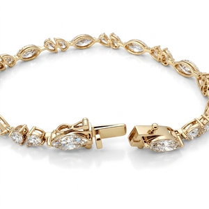 สร้อยข้อมือเพชรทรงหยดน้ำและทรงมาร์คีส์ 11.57 กะรัต ทองคำขาว 14K เพชรเลี้ยงในห้องปฏิบัติการ สำหรับผู้หญิง เครื่องประดับชั้นดี - Product Image 2