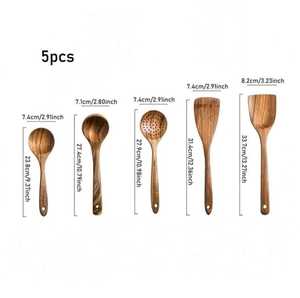 Ensemble d'ustensiles de cuisine en bois |   Ustensiles de cuisine en bois faits à la main |   Ensemble de cuillères rustiques |   Accessoires de cuisine écologiques |   Cuillère en bois - Product Image 4