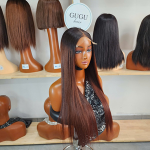 Peluca Gugu Hair, Cabello Humano Virgen Vietnamita 100%, Liso, Larga, Sin Pegamento, Encaje Transparente Marrón, Doble Trama, Para Mujer - Product Image 4