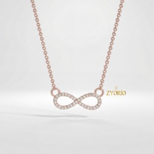 Collier pendentif Zyorio Jewels Infinity en diamant de luxe, argent sterling 925 plaqué or rose, cadeau pour femme, mariage, fête - Product Image 5