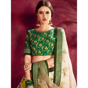 Plus Size Women's Embroidered <b>Green</b> <b>Silk</b> Lehenga Choli Set - Product Image 5