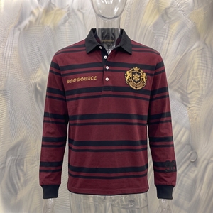 เสื้อโปโลแขนยาวลายทางสำหรับผู้ชาย ปักโลโก้ ทรงปกติ ผ้าฝ้ายสำหรับทุกฤดูกาล - Product Image 3