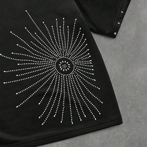 T-shirt unisexe personnalisé à col rond brodé de strass, 100 % coton de haute qualité 220 g, coupe ample oversize, manches courtes, été - Product Image 5