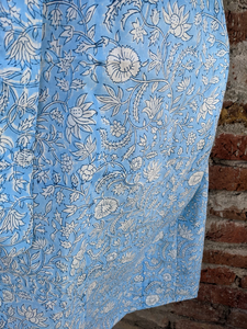Unisex Hand Block Printed Cotton <b>Kimono</b> Breathable Indian Flower Dressing for <b>Beach</b> Cover Drawstring Robe Closure for Women - Product Image 6