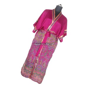 Vestido Largo de Seda para Damas de Honor, Estilo Indio Vintage Bohemio, para Invierno y Otoño, Tipo Kimono - Product Image 6
