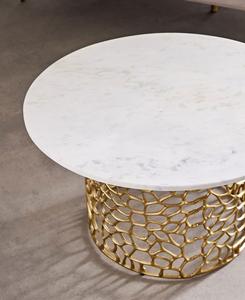 Contemporary <b>Marble</b> <b>Top</b> Brass Base Coffee <b>Table</b> Pedestal Design Modern Living Room Furniture Handmade Decorative Accent Piece - Product Image 3
