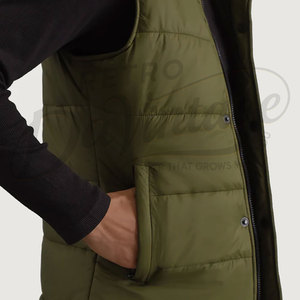 Gilet matelassé personnalisé pour homme, vert olive, chaud pour l'hiver, col montant, imperméable, sans manches - Product Image 1